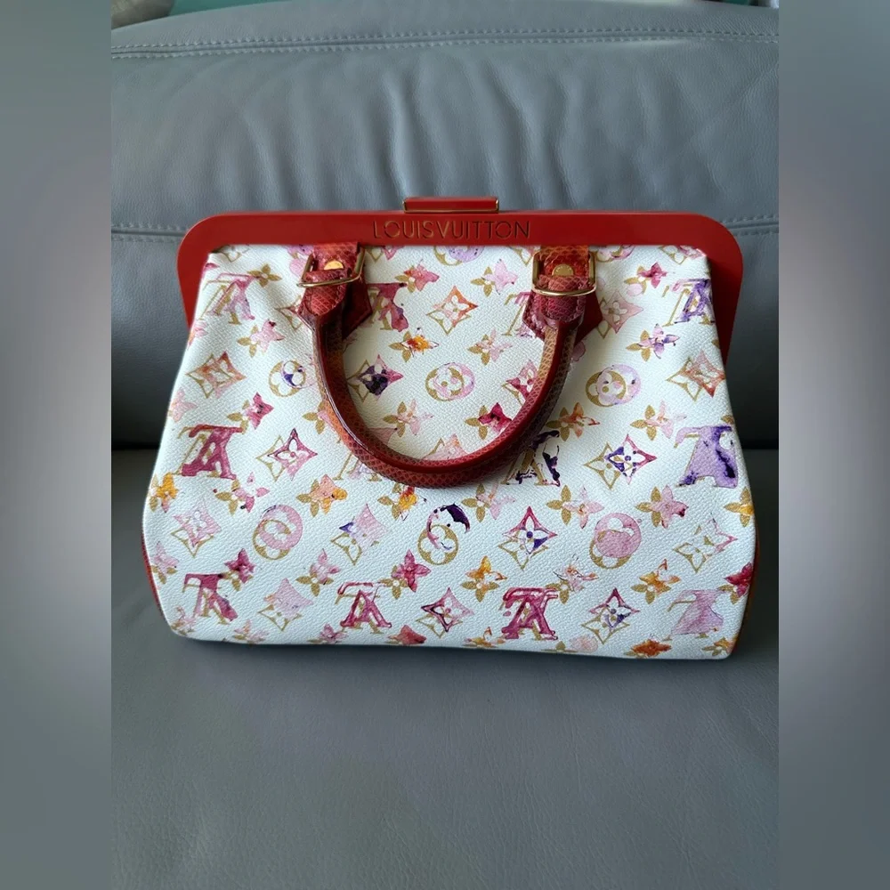 Louis Vuitton MONOGRAM WATERCOLOR FRAME SPEEDY with snakeskin trim - Picture 2 of 13